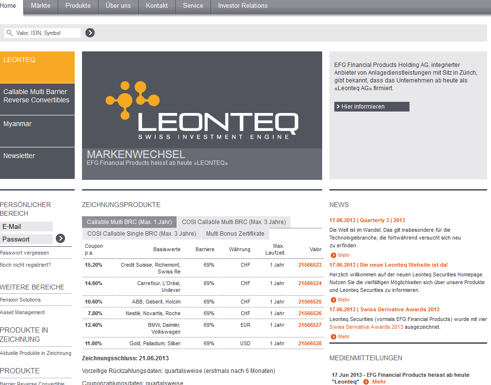 leonteq webseite